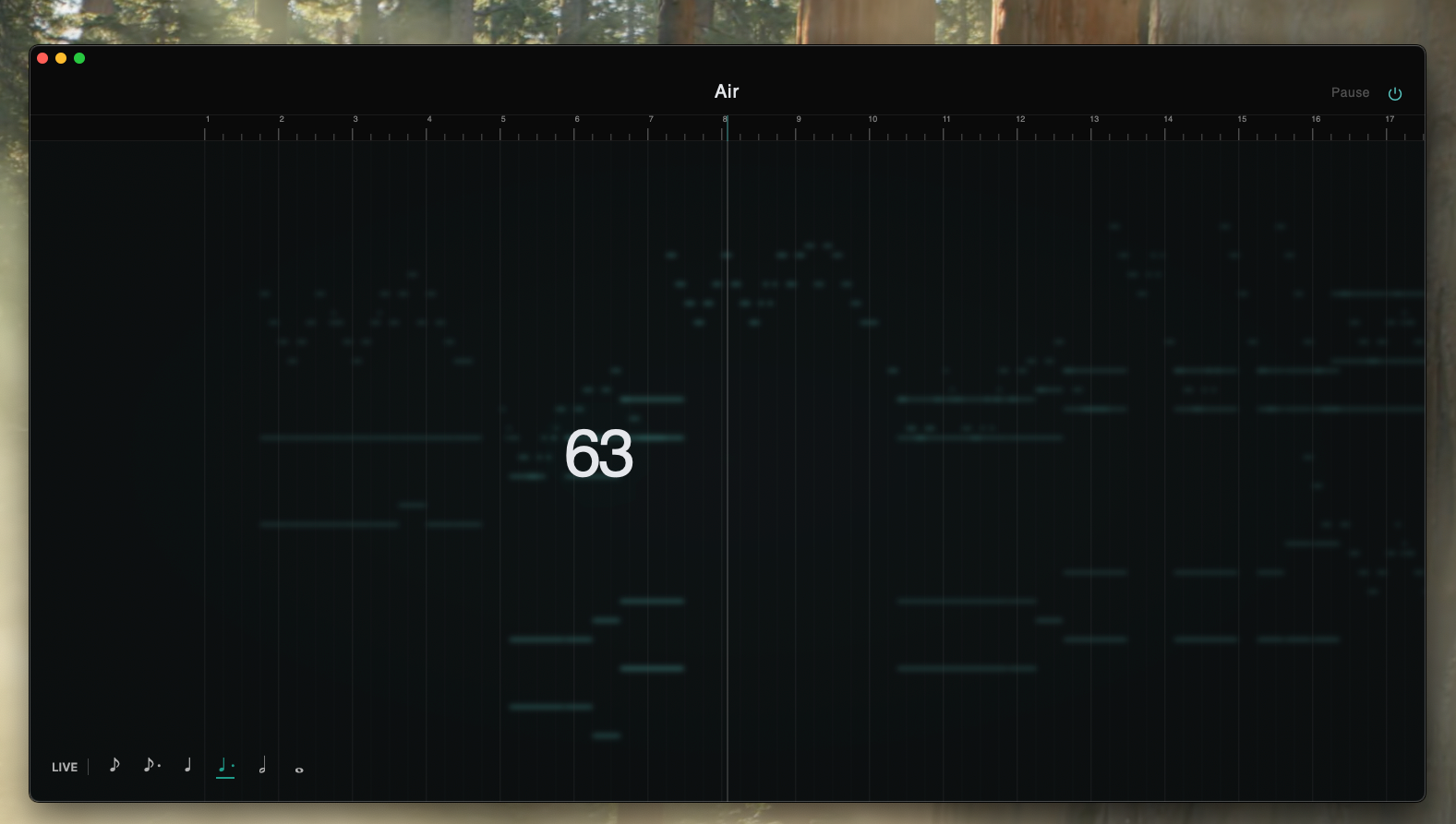 Air app showing a conducted MIDI performance session